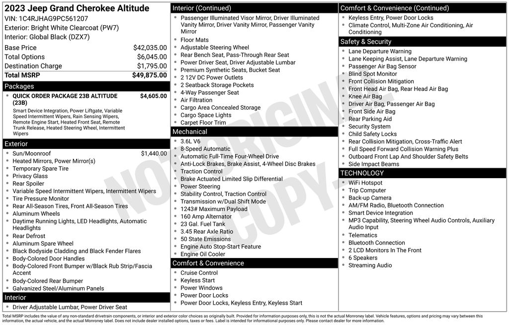 jeep grand cherokee 2023 1C4RJHAG9PC561207 image jeep grand cherokee 2023 1C4RJHAG9PC561207 image